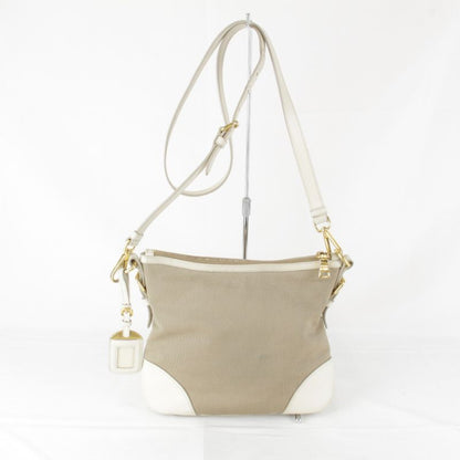 Prada Logo Jacquard Shoulder Bag Canvas Ladies