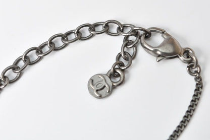 Chanel Necklace Pendant Chanel Coco Mark CC Rhinestone Gunmetal Red