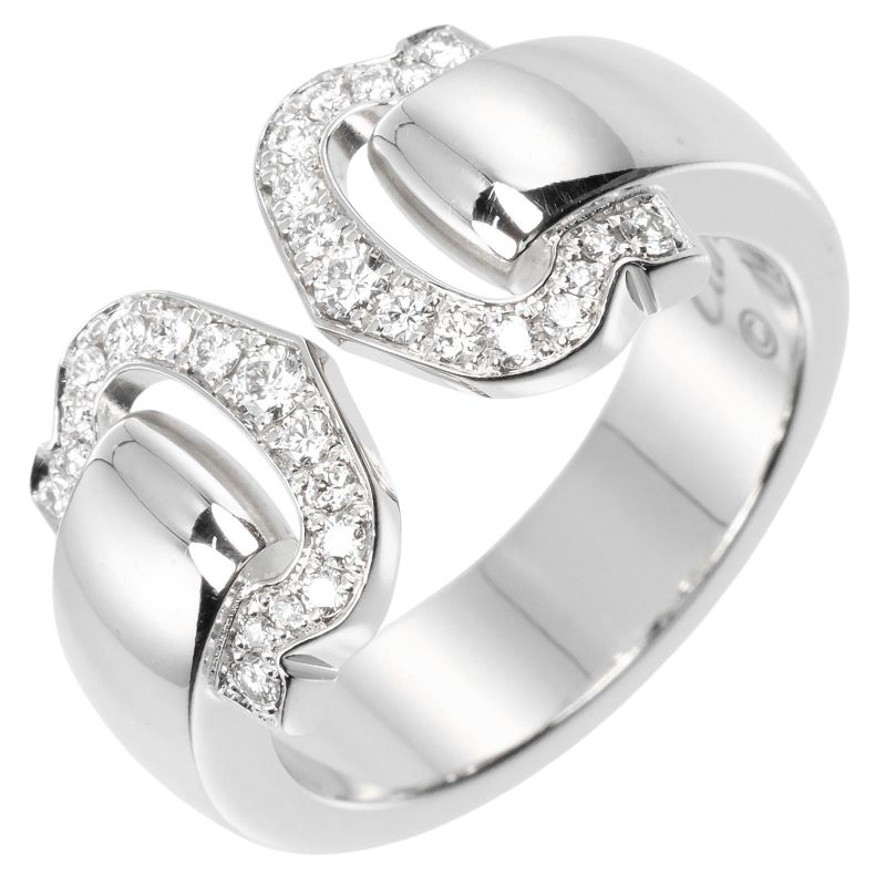 Cartier 2C Boucleuse 18kwhite Gold X Diamonds #8 Ladies 9.27g Ring