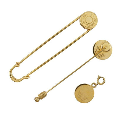 Hermes Sellier Brooch Set Of Two Bijouterie Fantaisie Gold Plated Ladies 2.0g