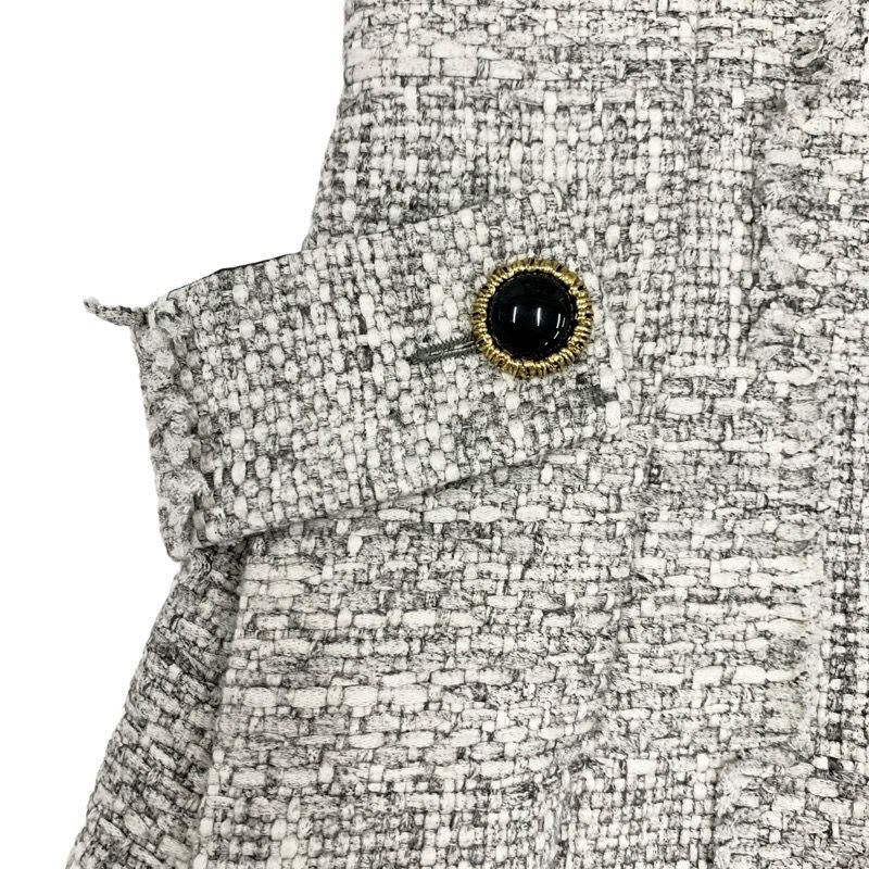 Louis Vuitton Dress Cotton Gray Tweed Short Sleeve 22 SS