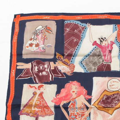 Hermes Carre 70 Paris Monami Fashion Show Silk Scarf Multicolor