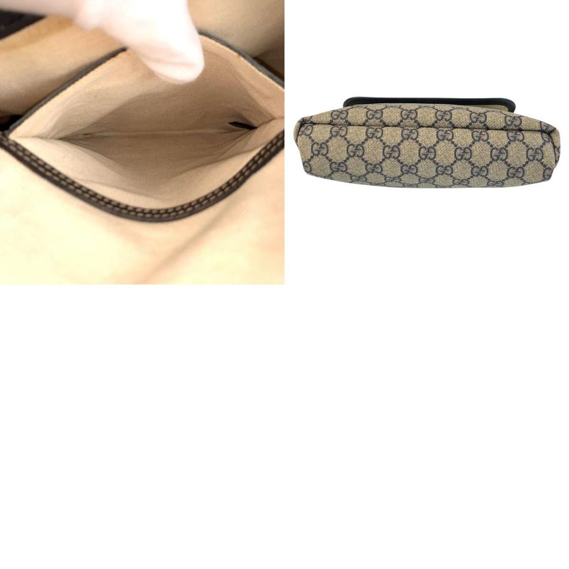 Gucci Gray Navy Silver Hardware GG Supreme Canvas 223666 Shoulder Bag Pochette