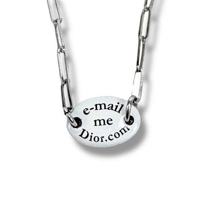 Christian DIOR J'adore E-mail Me Plate Necklace White Silver Color Accessories