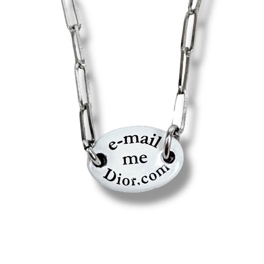 Christian DIOR J'adore E-mail Me Plate Necklace White Silver Color Accessories