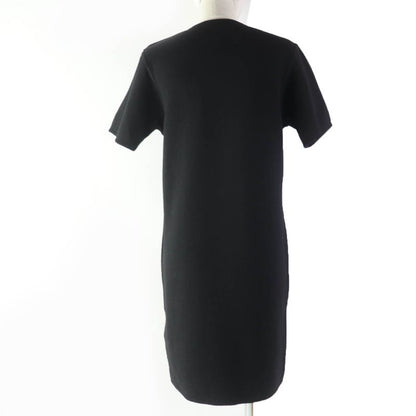 Hermes Serie Hardware Short Sleeve Knit Dress With Buttons Leather Black 36