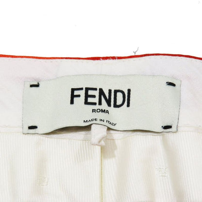 2014 Fendi Silk Slacks Tapered Pants Cropped Length Total Design 42 White Red