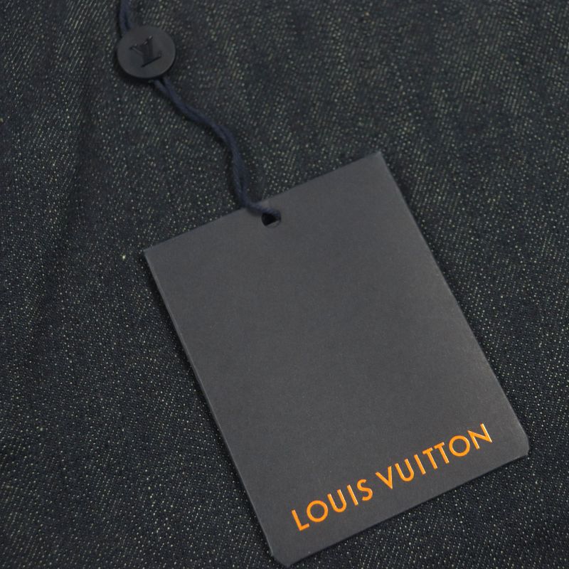  Louis Vuitton 23AW 100% Cotton Leather Straight Denim Pants With Patch And