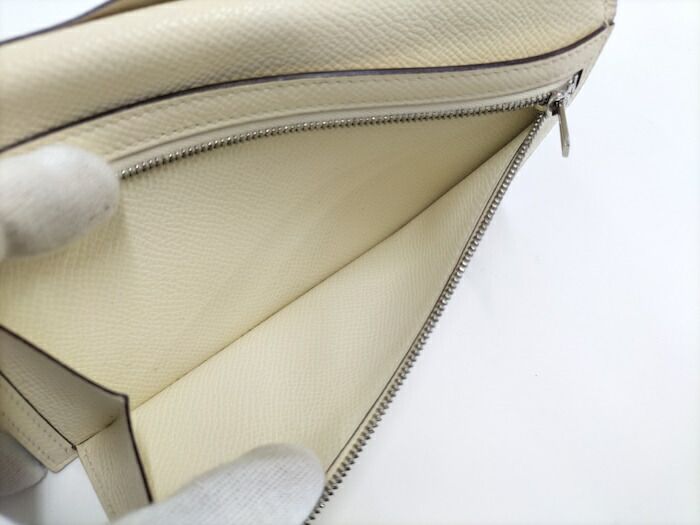 Hermes Bearn Souffle Touch Bifold Wallet Leather Ivory