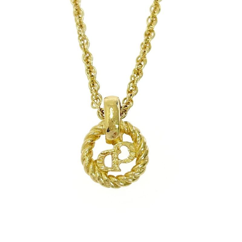 Christian Dior GP CD Logo Twist Circle Necklace Women's Gold 424328 Necklace