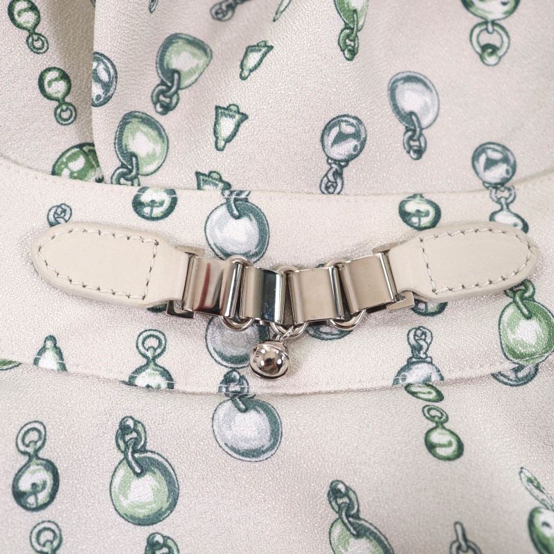 Hermes 22AW 2h0619dn 100% Silk Back Ribbon Total Pattern Long Sleeves Cut And