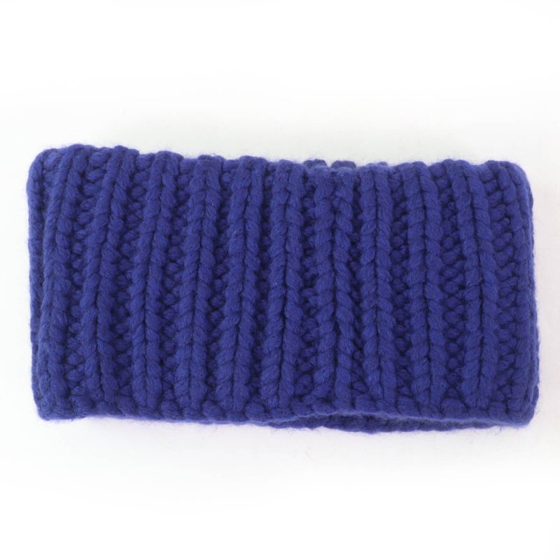 CHANEL P72987k10476 Knit Neck Warmer/arm Warmer 2-piece Set With Coco Mark Blue