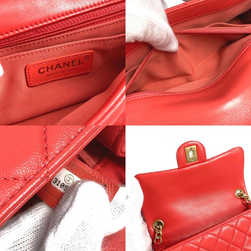 Chanel Shoulder Bag CC Coco Mark Matelasse With Bijoux As2380 Lambskin Red