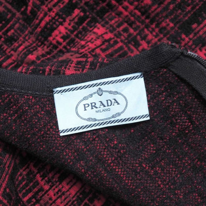 Prada Dress Size 40S Sleeveless Knit Jersey Allover Midi Flare Made In Italy