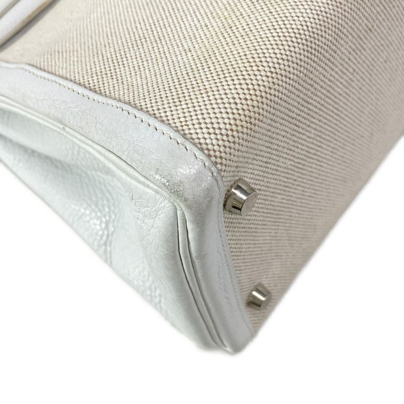 Hermes Handbag Kelly 32 White And Ivory Internal Stitching/silver Hardware
