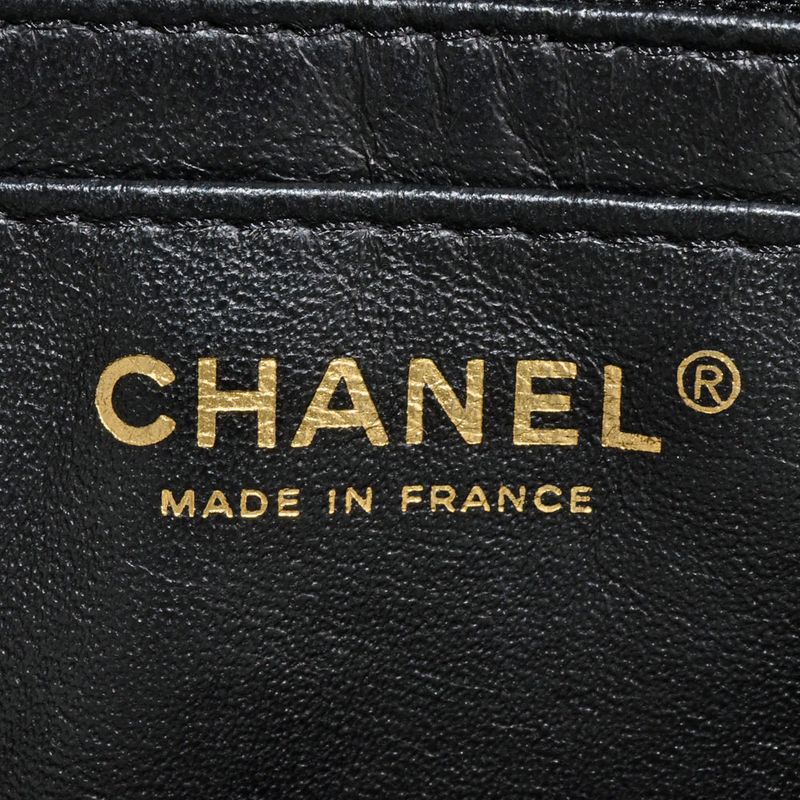 Chanel Matelasse W Chain One Shoulder Bag Lambskin Black Bijoux Coco Mark