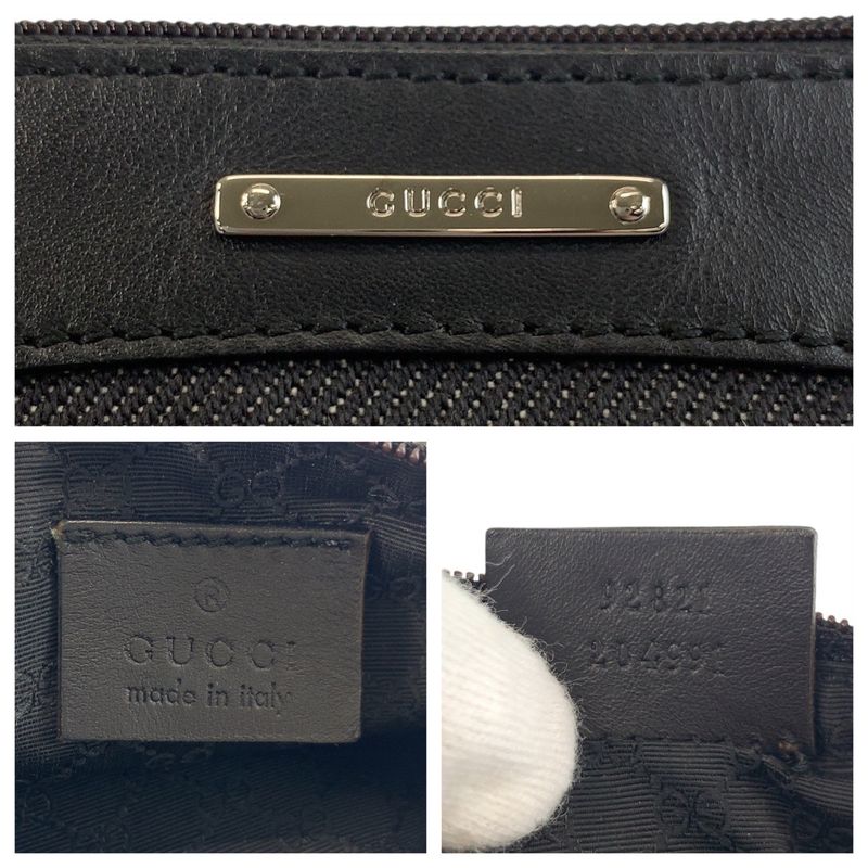 Gucci Sherry Line Black Silver Hardware Canvas 92821 Handbag Accessory Pouch