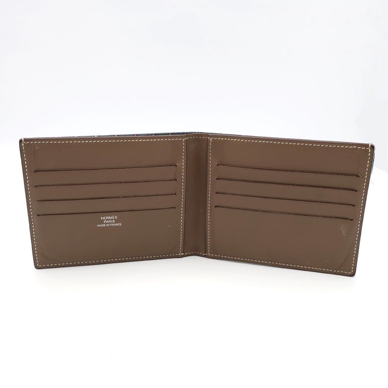 Hermes Wallet Citizen Twill Brown Beige Leather Bifold Women's R