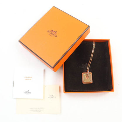 Hermes Asdecourt Heart Necklace Pink Gold Brown Stamped Z With Box And Storage