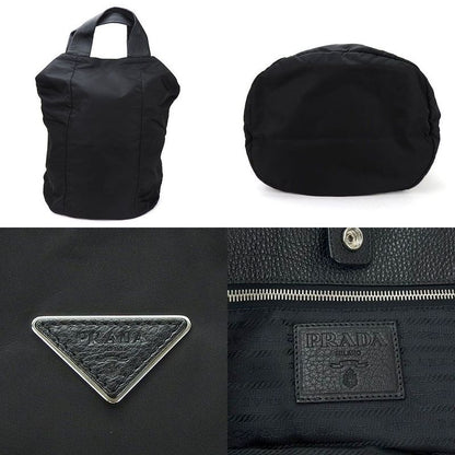 Prada 2WAY Tote Shoulder Bag Large Crossbody Nylon Blackblackleather Everyday