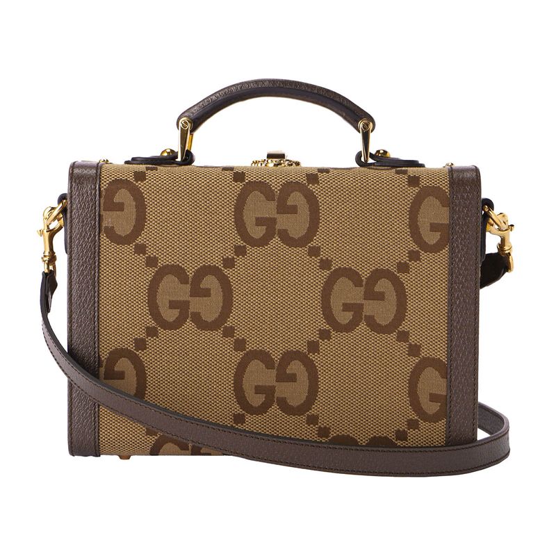 Gucci Shoulder Bag Jumbo GG Canvas Camel/ebony