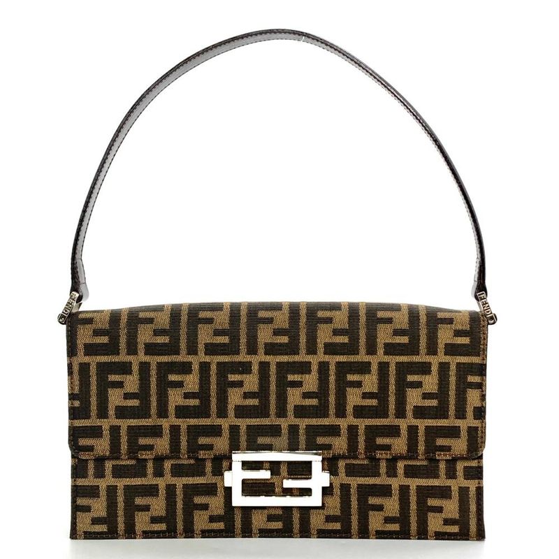 Fendi Zucca Shoulder Bag Jacquard Khaki Women