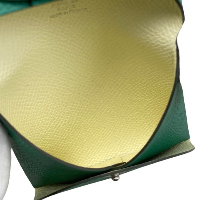 Hermes Coin Case Bastia W Engraved Verso Vertigo Jeanne Milton Green Yellow