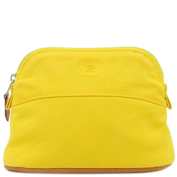 Hermes Pouch Bolide Pouch Mini Cotton Yellow Silver Hardware Yellow