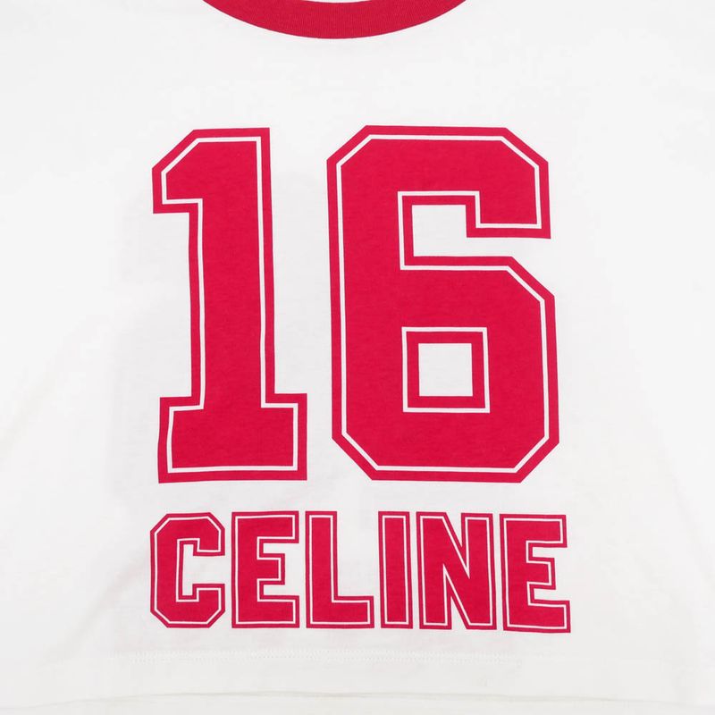 Celine Crop T-shirt L Size White Red White Red Cotton Apparel Clothes