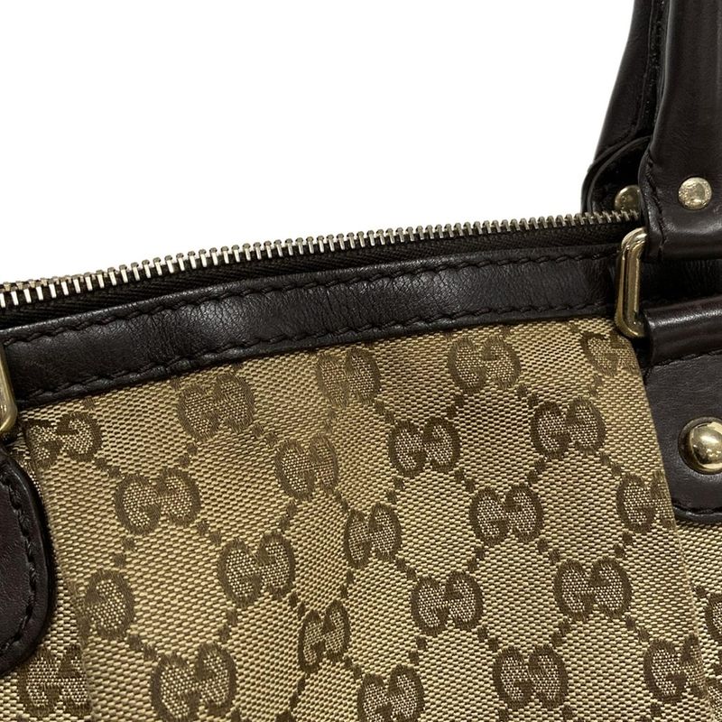 Gucci Handbag Sookie GG Pattern 247902 Dark Brown And Beige Leather