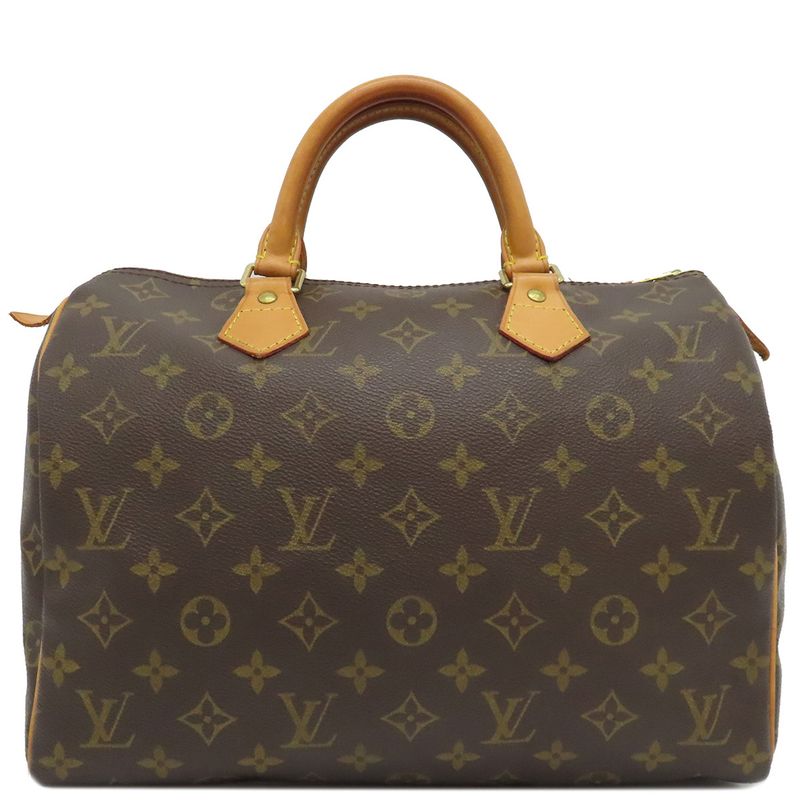 Louis Vuitton Handbag Speedy 30 Monogram Canvas Monogram Gold Hardware Brown