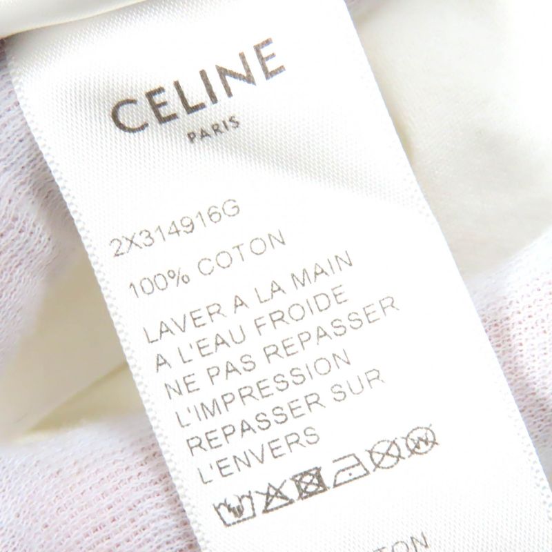 Celine 2x314916g 100% Cotton Logo Print Crew Neck Short Sleeve T-shirt White