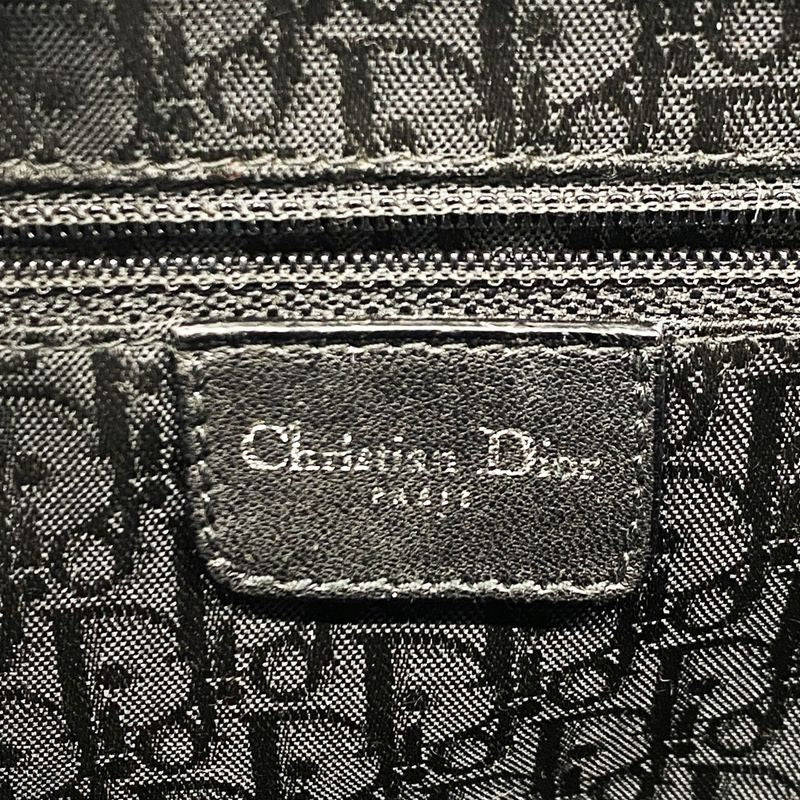 Christian Dior Handbag Cannage Leather Black Silver Hardware Women
