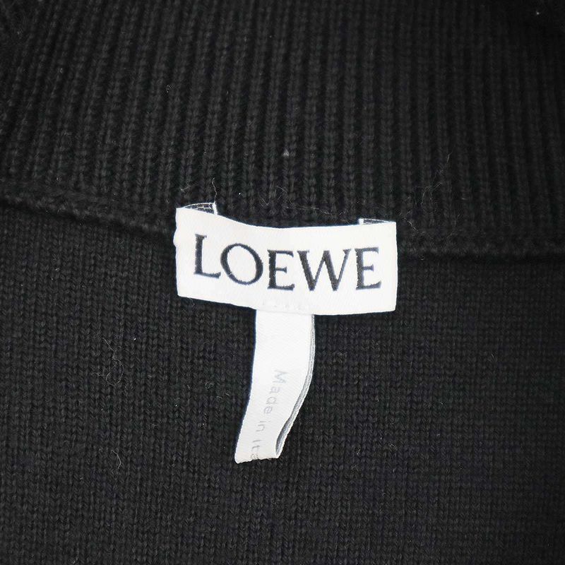 Loewe 23aw Anagram Zip-Up Wool Knit Sweater H526y16k42 Black XXL