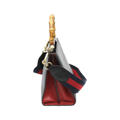 Gucci 459076 Leather Bamboo 2-way Bag Handbag Gucci Black