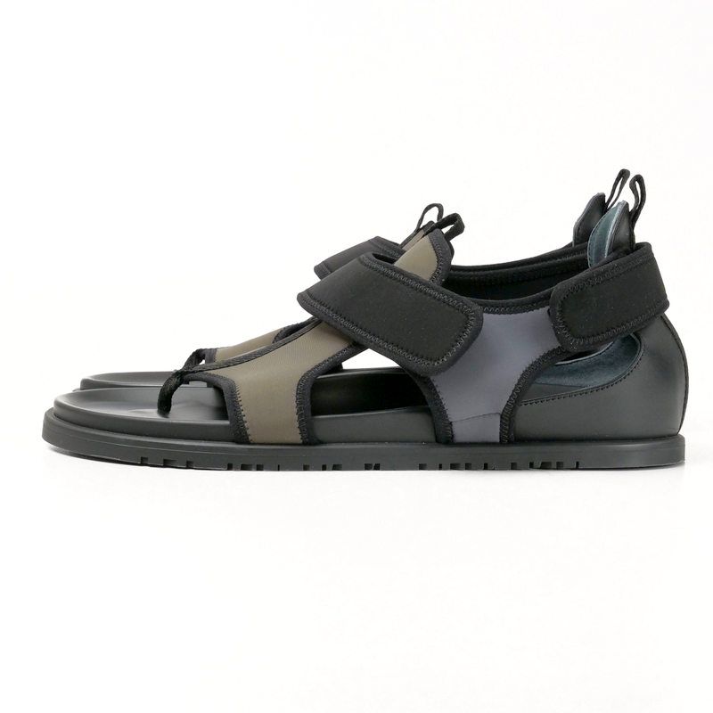 Hermes Giorno Sandals Size 44 Thong Sandals Shoes Khaki Black Made In