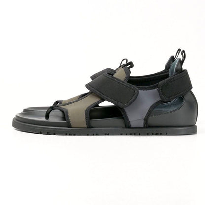 Hermes Giorno Sandals Size 44 Thong Sandals Shoes Khaki Black Made In