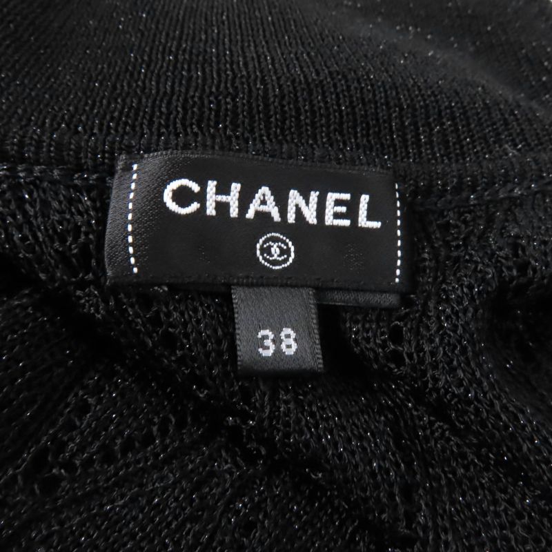 CHANEL P75380 Lame With Coco Mark Hardware Turtleneck Long Sleeve Iridescent