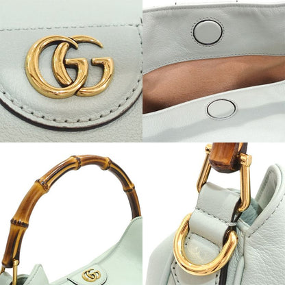 Gucci Diana Bamboo Handbag 746124 Double G Leather Mint Green Gold