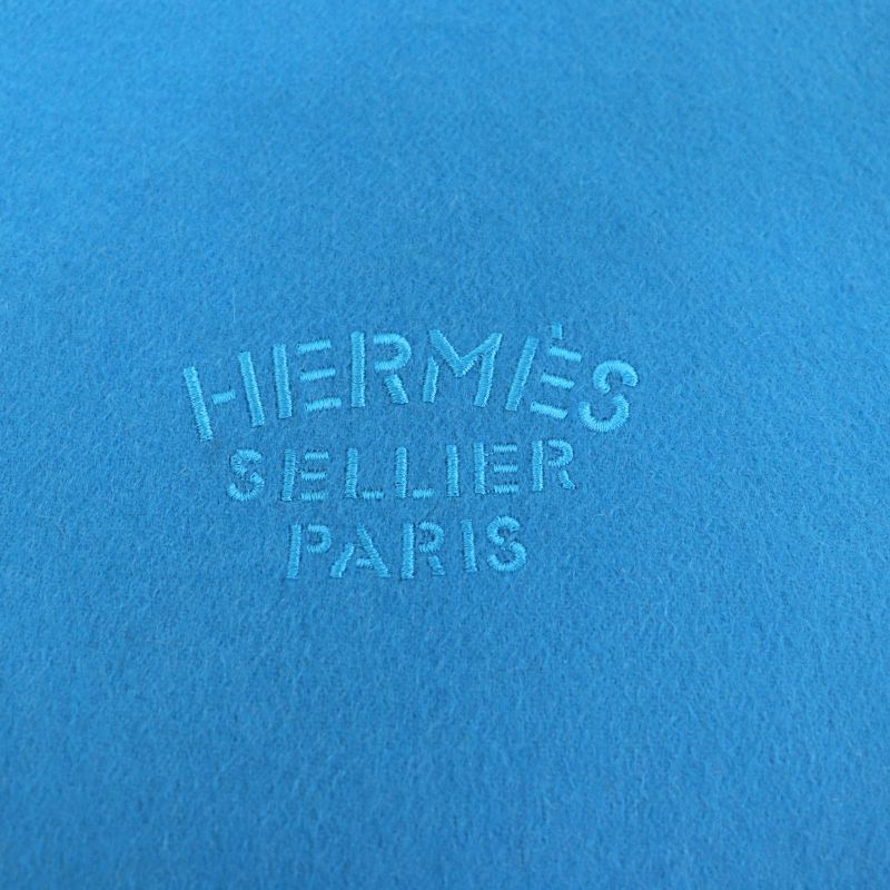 Hermes 100% Cashmere Logo Embroidered Large Size Scarf With Fringe Shawl Scarf