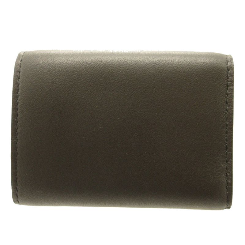 Bottega Veneta Intrecciato Compact Wallet Leather Black Gray Trifold Wallet