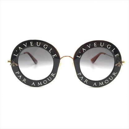 Gucci L'aveugle Paramor Round Frame Sunglasses Eyewear Gold Black