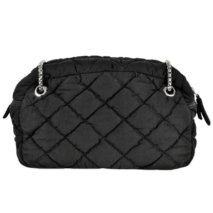 Chanel Matelasse Bubble Quilted Shoulder Bag Cotton A46168 Black Silver