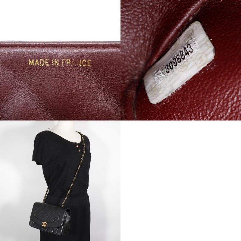 Chanel Diana 22 Chain Shoulder Matelasse Vintage A01164 Lambskin Black Ladies