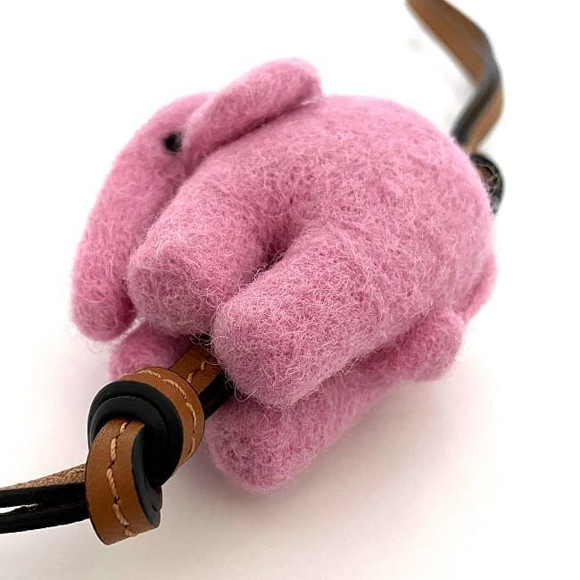 Loewe Elephant Bag Charm Pink Brown Anagram