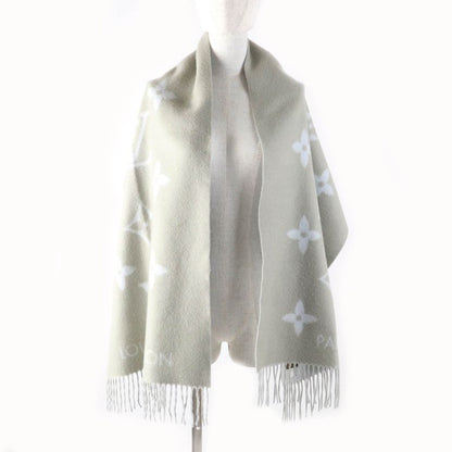 Louis Vuitton M70462 Echarpe Reykjavik 100% Cashmere Stole Grey Light Blue Made