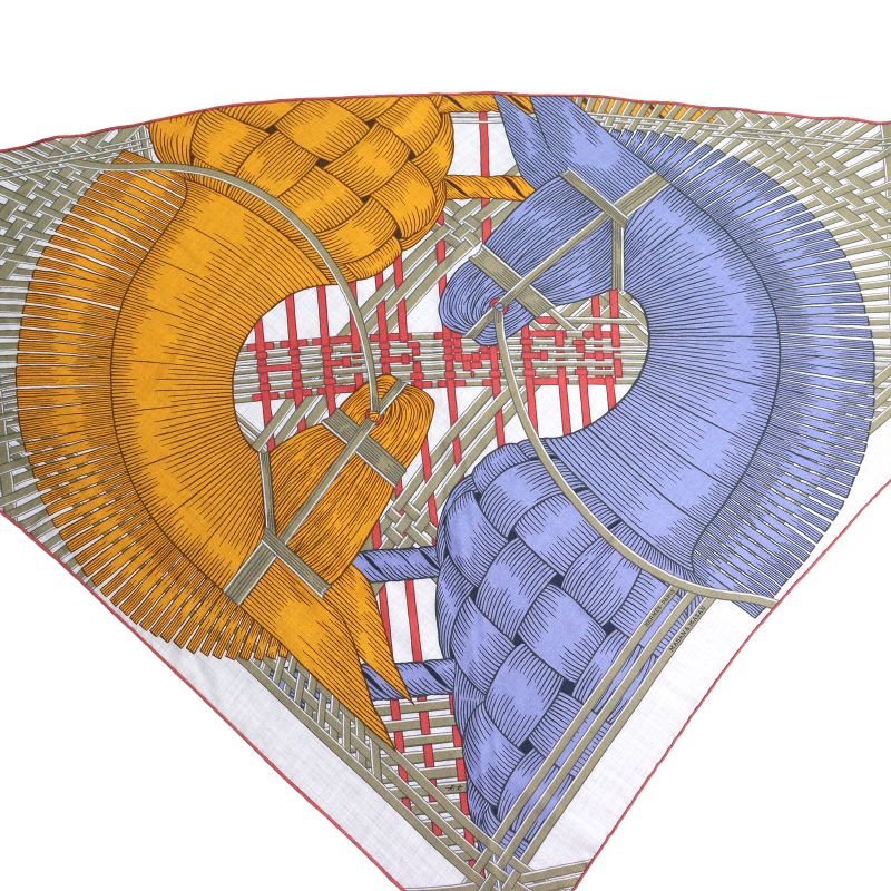 Hermes Triangle Jean Massin & Massin Cashmere Silk Blue Lavande / Miel / Gris