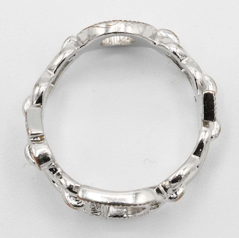 Christian DIOR Ring Rhinestone Heart Approx 13.5 Silver Color Accessories