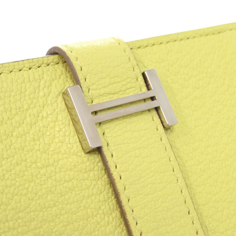 Hermes Bearn Card Case Chevre Mizor Lime Stamped W (made In 2024) Yellow 1650