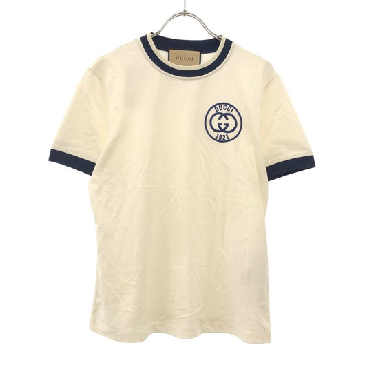 Gucci Embroidery Cotton Jersey T-Shirt 756596 Xjfv8 White X Navy M